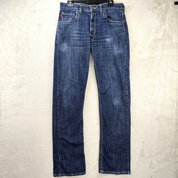 Timberland Pro FR Flame Resistant Bootcut Jeans Mens 32x33 Blue Denim Grunge - Picture 1 of 14
